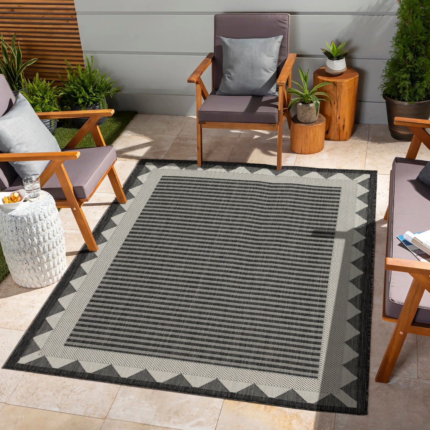 Sunshine GC_HAR2014 Anthracite 7 ft. 10 in. x 10 ft. 3 in. Indoor/Outdoor Area Rug