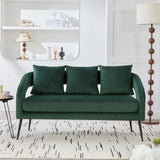 Open Back Loveseat Settee With 3 Pillows