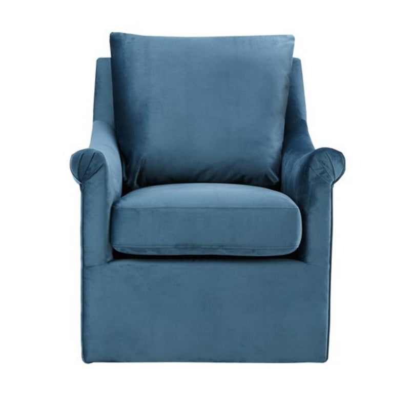 Swivel Chair With Curved Arms And Straight Back - Blue