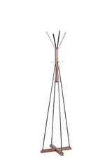 Reclaimed Wood And Metal Freestanding Coat Rack With Hooks Use In Bedroom, Living Room - Natural