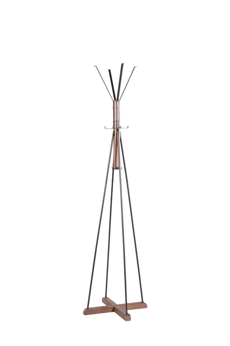 Reclaimed Wood And Metal Freestanding Coat Rack With Hooks Use In Bedroom, Living Room - Natural