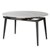 Modern Extendable Round Dining Table With Sintered Stone Top - White / Black