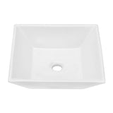16" 6" Modern European Square Vessel Sink Glossy Porcelain Bathroom Vanity Top Above Counter Ceramic Basin - White