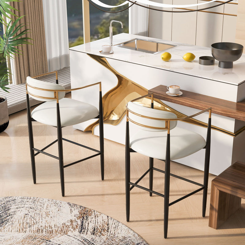 Upholstered Barstools With Back For Kitchen (Set of 2)