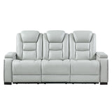 Power Sofa With USB LED Headrest, Bookshelf Arms, And Storage - Grey
