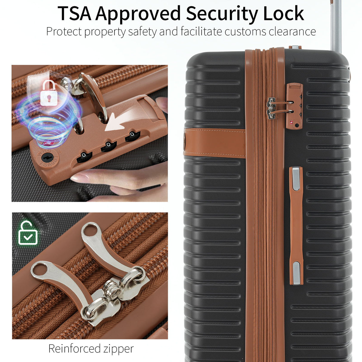4 Piece Luggage Set Suitcase Set, Abs Hard Shell Lightweight Expandable Travel Luggage With 4 Packing Cubes, Tsa Lock, Spinner Wheels (16 / 20 / 24 / 28) - Coffee