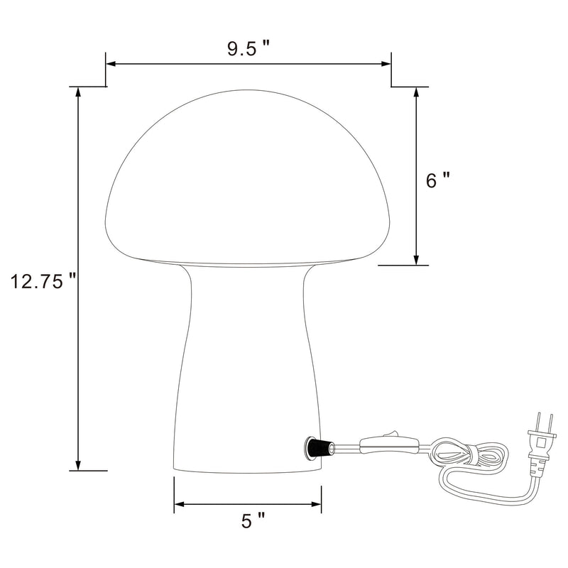 Jonah - Mushroom Shaped Glass Table Lamp - White