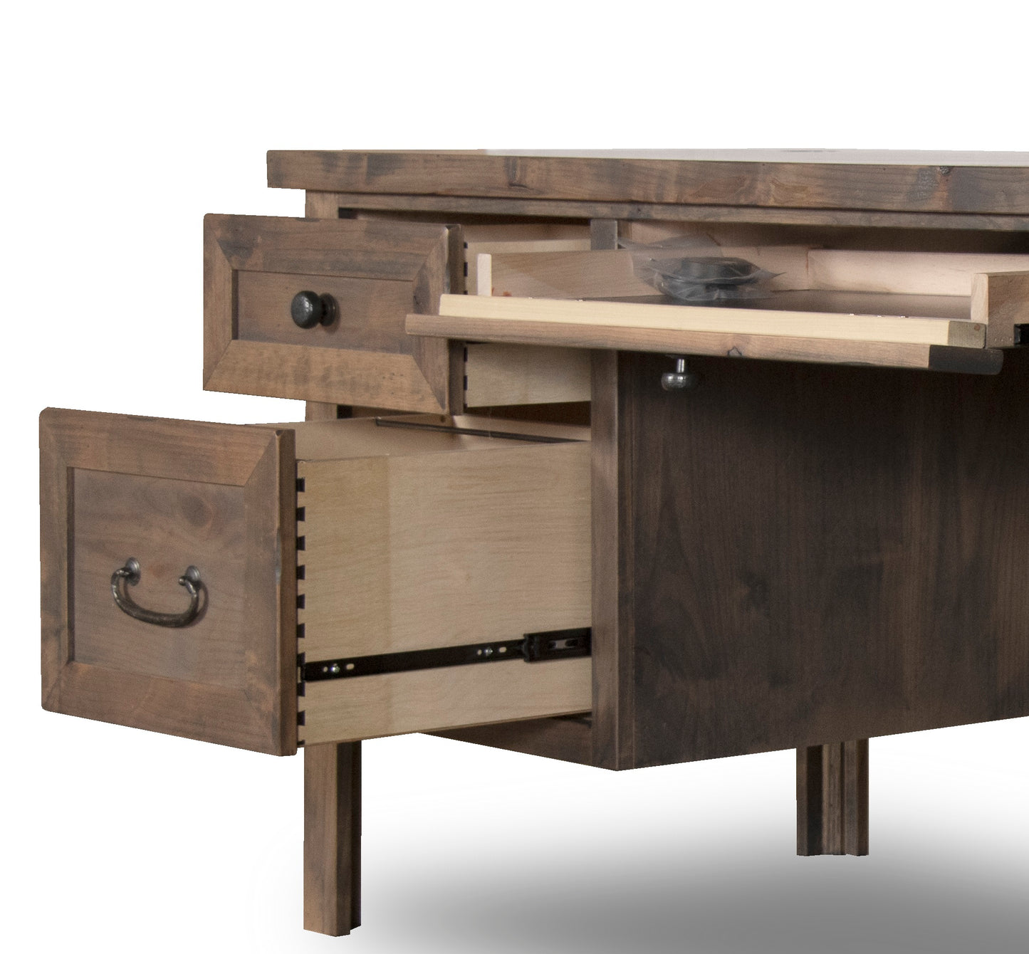 Bridgevine Home Joshua Creek Executive Desk, No Assembly Required, Barnwood Finish