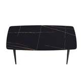 70.87" Modern Artificial Stone Curved Metal Leg Dining Table, Can Accommodate 6-8 People