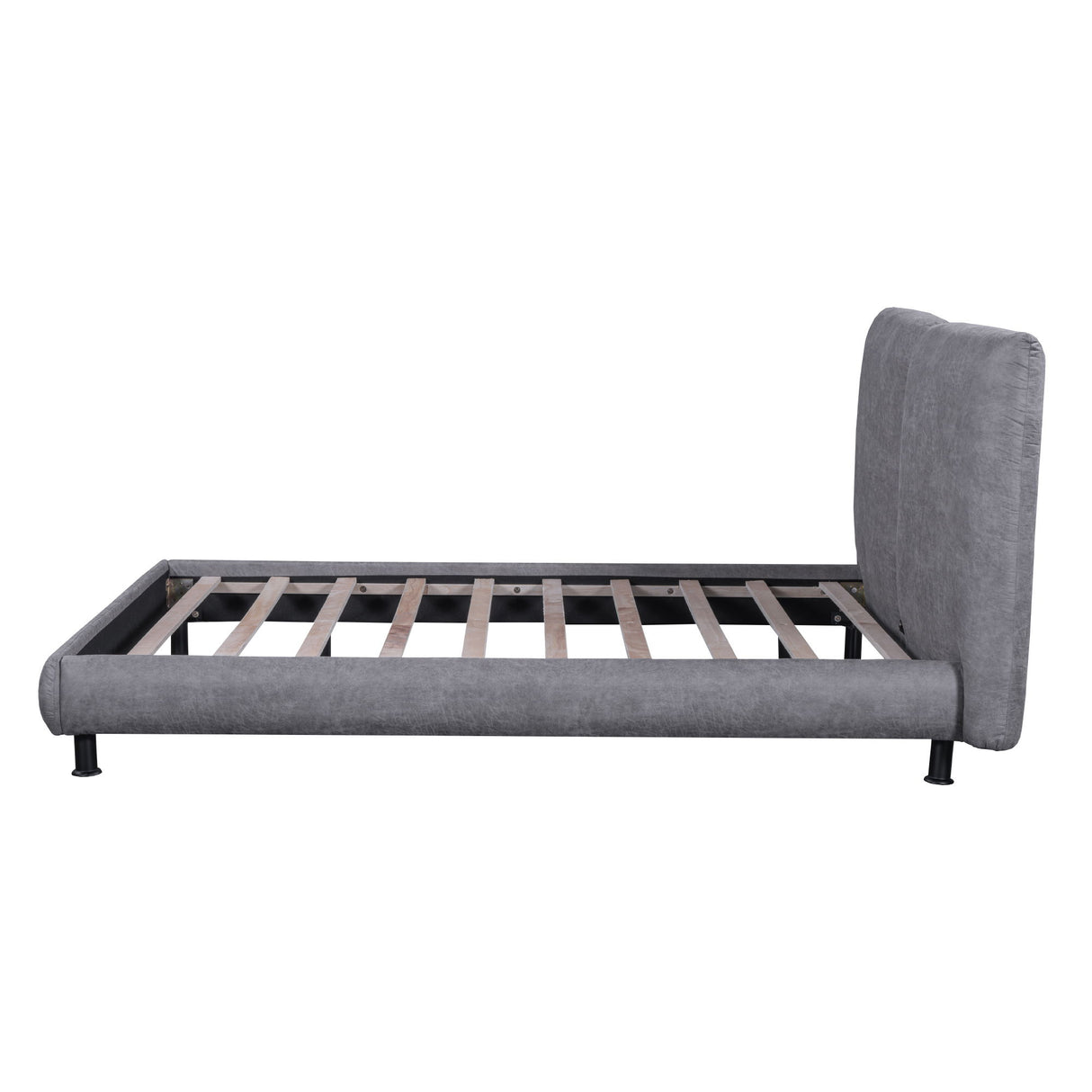 Upholstered Platform Bed With 2 Large Headrests And Thick