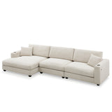 Oversized Sectional L Shaped Cloud Couch With USB Charging Port Cup Holder Deep And Wide Seat Sofa With Chaise Comfy