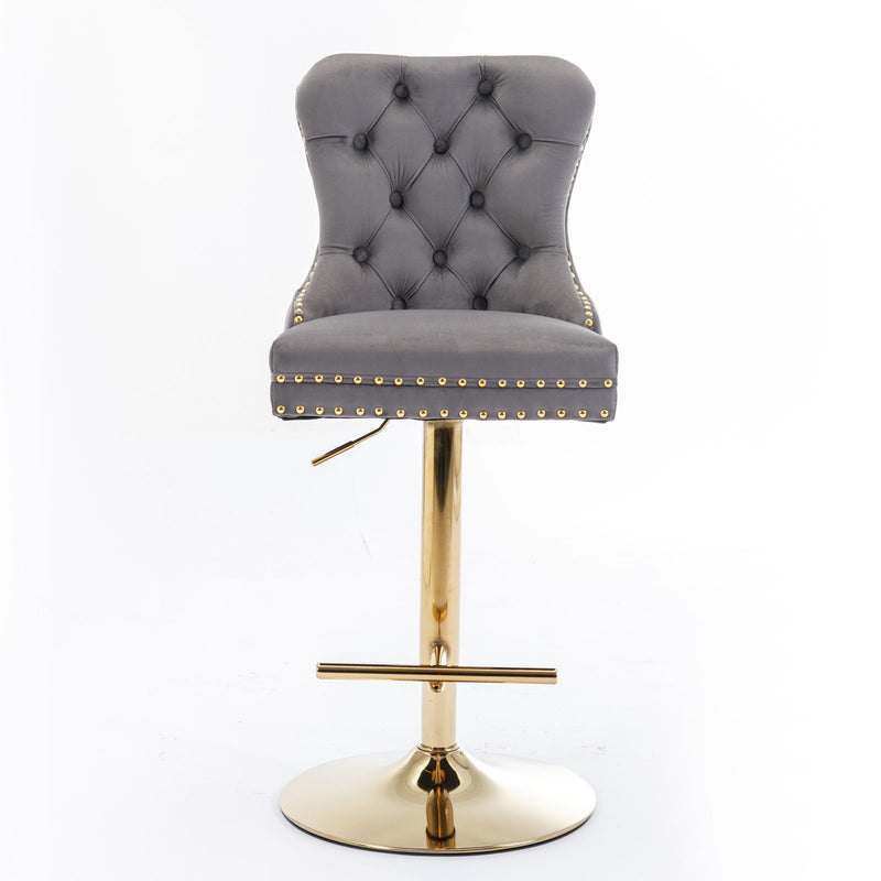 Thick Swivel Barstools Adjusatble Seat Height From 25-33", Modern Upholstered Bar Stools With Backs Comfortable Tufted For Home Pub And Kitchen Island (Set of 2)