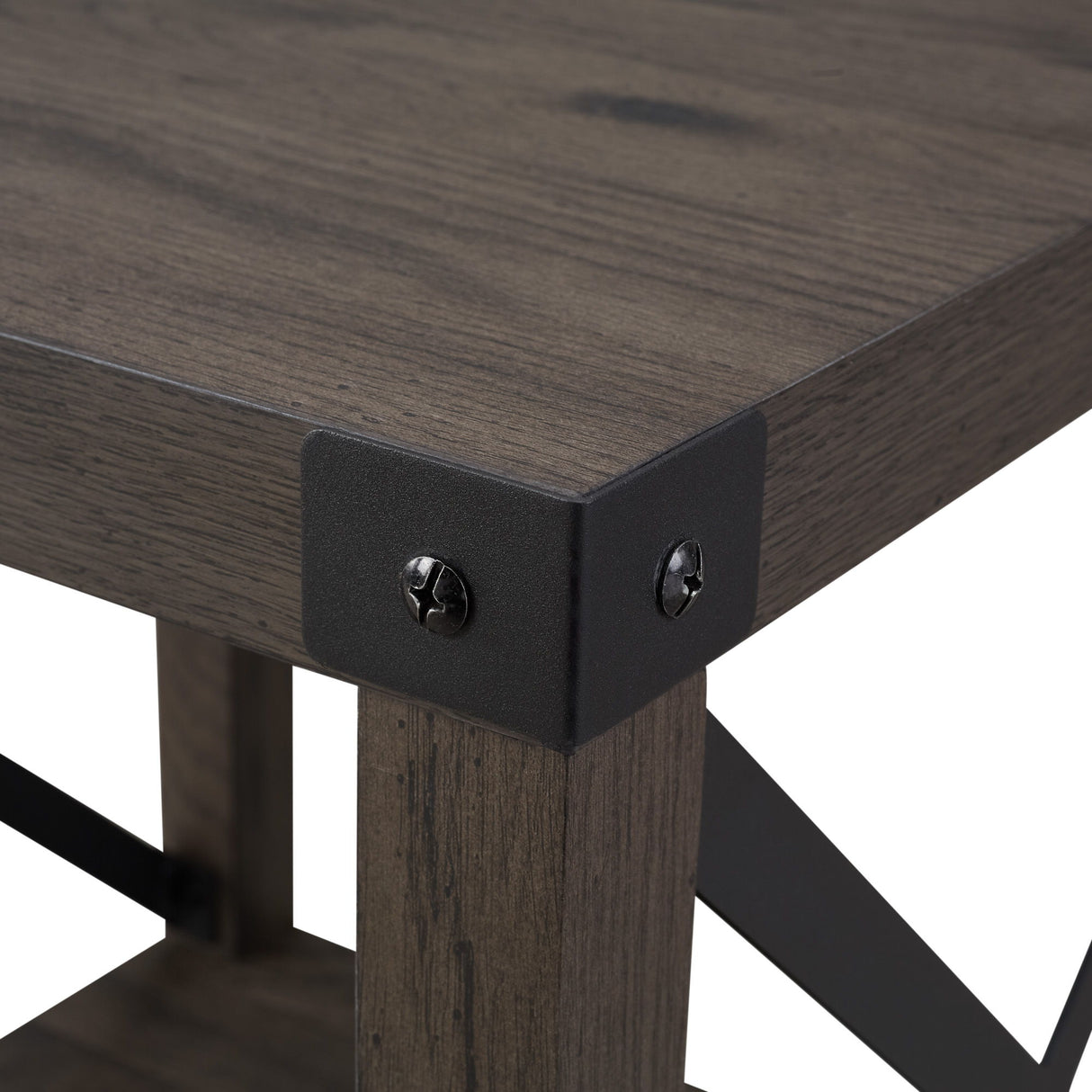Rustic Industrial X 2 Tier Side Table - Gray Wash