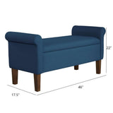 Upholstered Storage Bench With Rolled Armrests