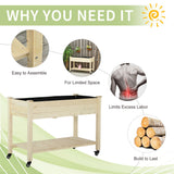 Outsunny - Raised Garden Bed, 47" x 22" x 33", Elevated Wooden Planter Box With Lockable Wheels, Storage Shelf, And Bed Liner For Backyard, Patio - Natural