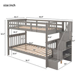 Stairway Bunk Bed With Storage And Guard Rail For Bedroom