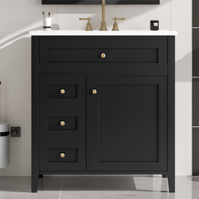 Modern Bathroom Vanity With Sink, 3 Drawers And Adjustable Shelf