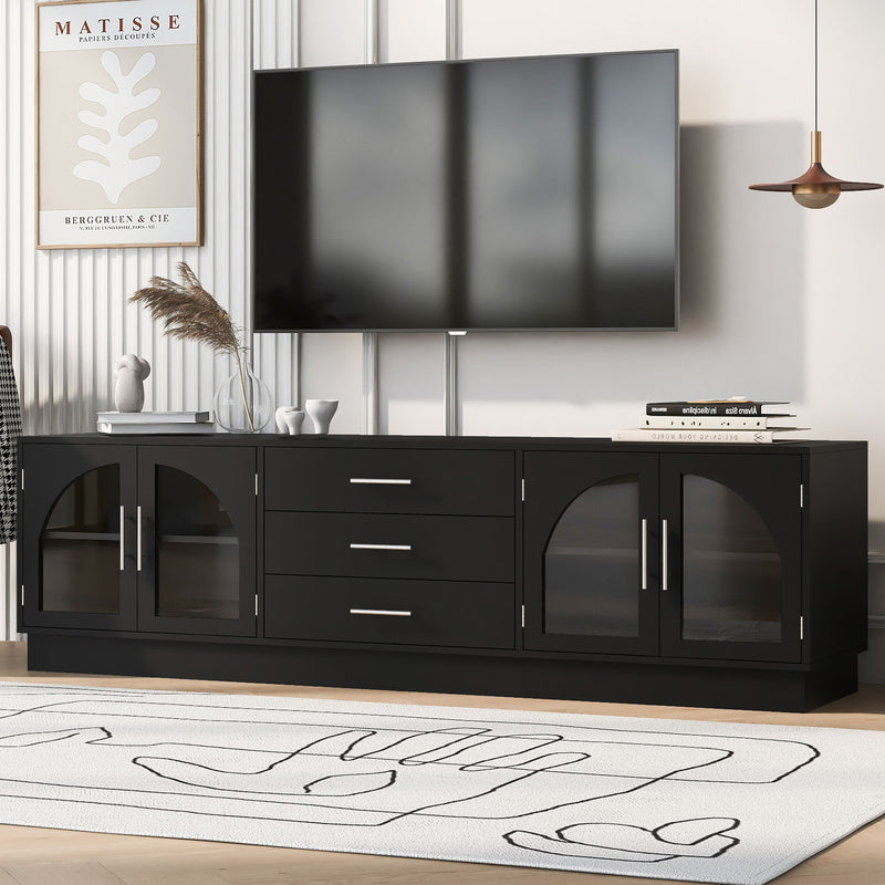 Modern Minimalist TV Stand, Entertainment Center Media Console Cabinet With Adjustable Shelves For Living Room