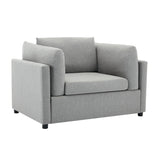 Wide Modern Oversized Armchair With Ottoman Stool, Single Sofa With Lumbar Support, Accent Chair