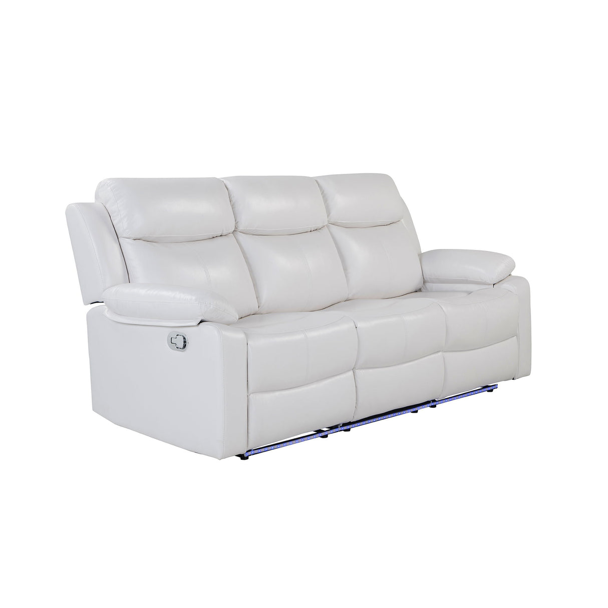 Blanche - Reclining Sofa With LED Lights Frame, Pillow Top Arms - White