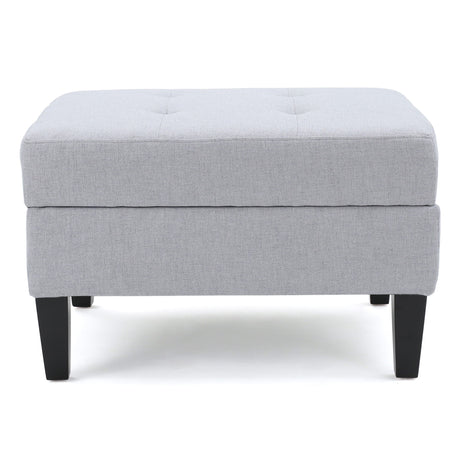 Ottoman With Birch Wood Legs And Cushioned Top For Comfort