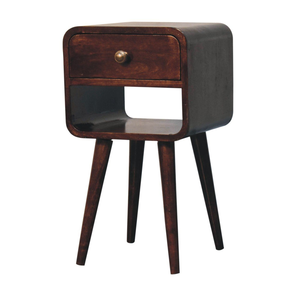 Mini California Curved Nightstand Wth Lower Slot