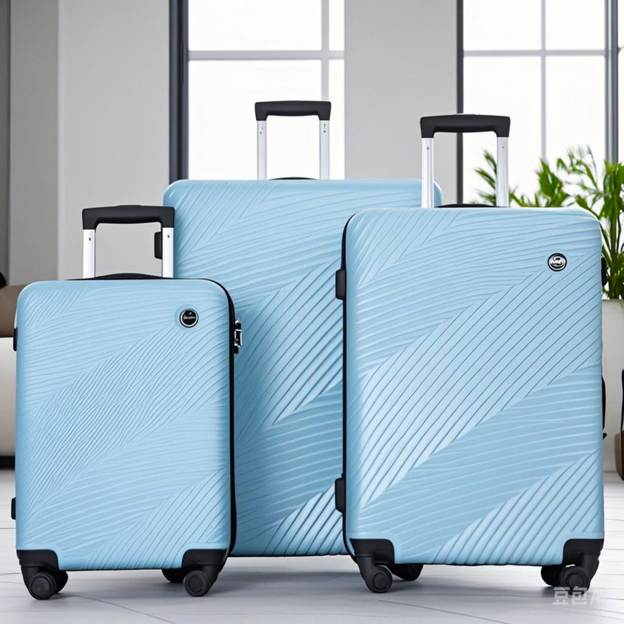 3 Piece Luggage Sets Lightweight Suitcase With Two Hooks, Spinner Wheels,