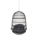 Rustic Hanging Basket Chair With Cushion