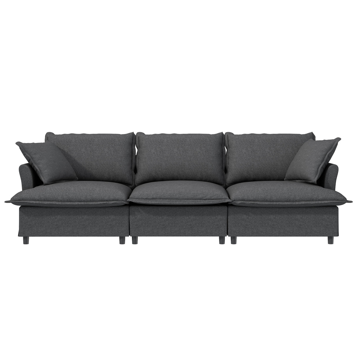 3 Seat Sofa Module For Modular Sectional Wide Seat Cloud Couch With Throw Pillows Upholstered