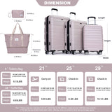 Luggage Set Of 5 Pieces, Expandable Hard Pc Luggage Set With Tsa Lock For Rotating Wheels
