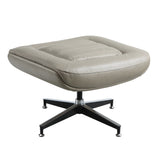 Piran - Twilight Top Grain Leather Accent Chair And Ottoman With Swivel - Gray