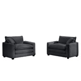 Modern Classic Corduroy Fabric Single Chair Deep Seat Sofa With Pillow