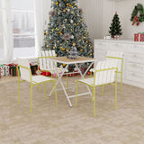 4 Piece Set Of Modern Color Block Designed Single Chairs With Folding Square Table
