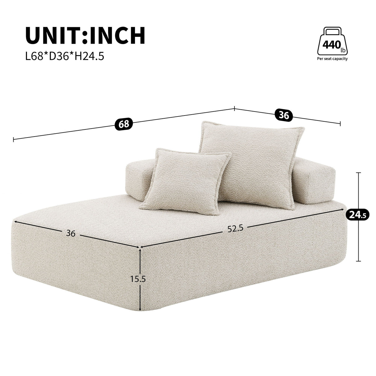 Frame For Oversized Modular U Shaped Sectional, Floor Couch Convertible Compressed Couch Spacious Foam Filled Sofa