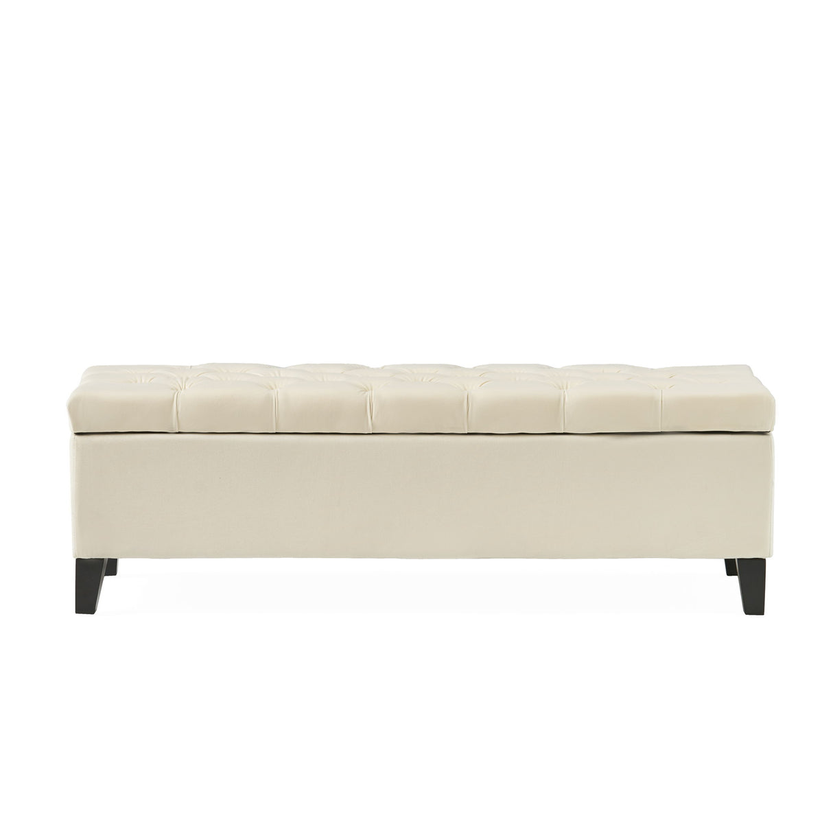 Button Tufted Diamond Stitch Storage Ottoman - Beige