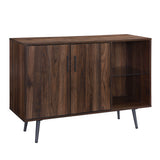 Contemporary Glass Shelf Buffet - Dark Walnut