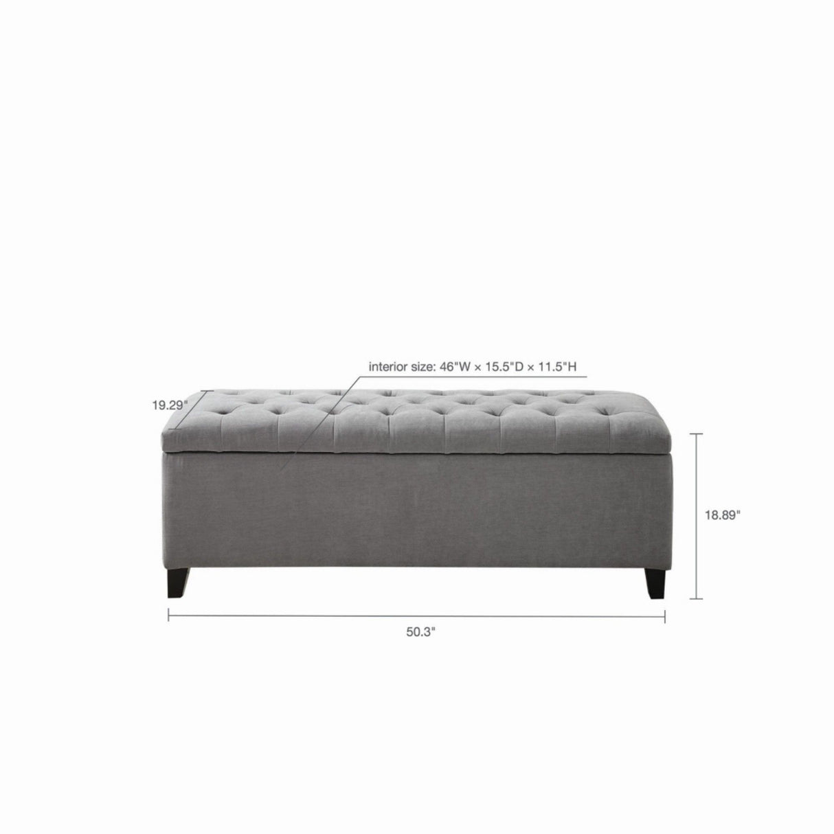 Elegant Design Tufted Top, Soft Close Storage Bench, Upholstered Fabric Solid
