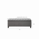 Elegant Design Tufted Top, Soft Close Storage Bench, Upholstered Fabric Solid
