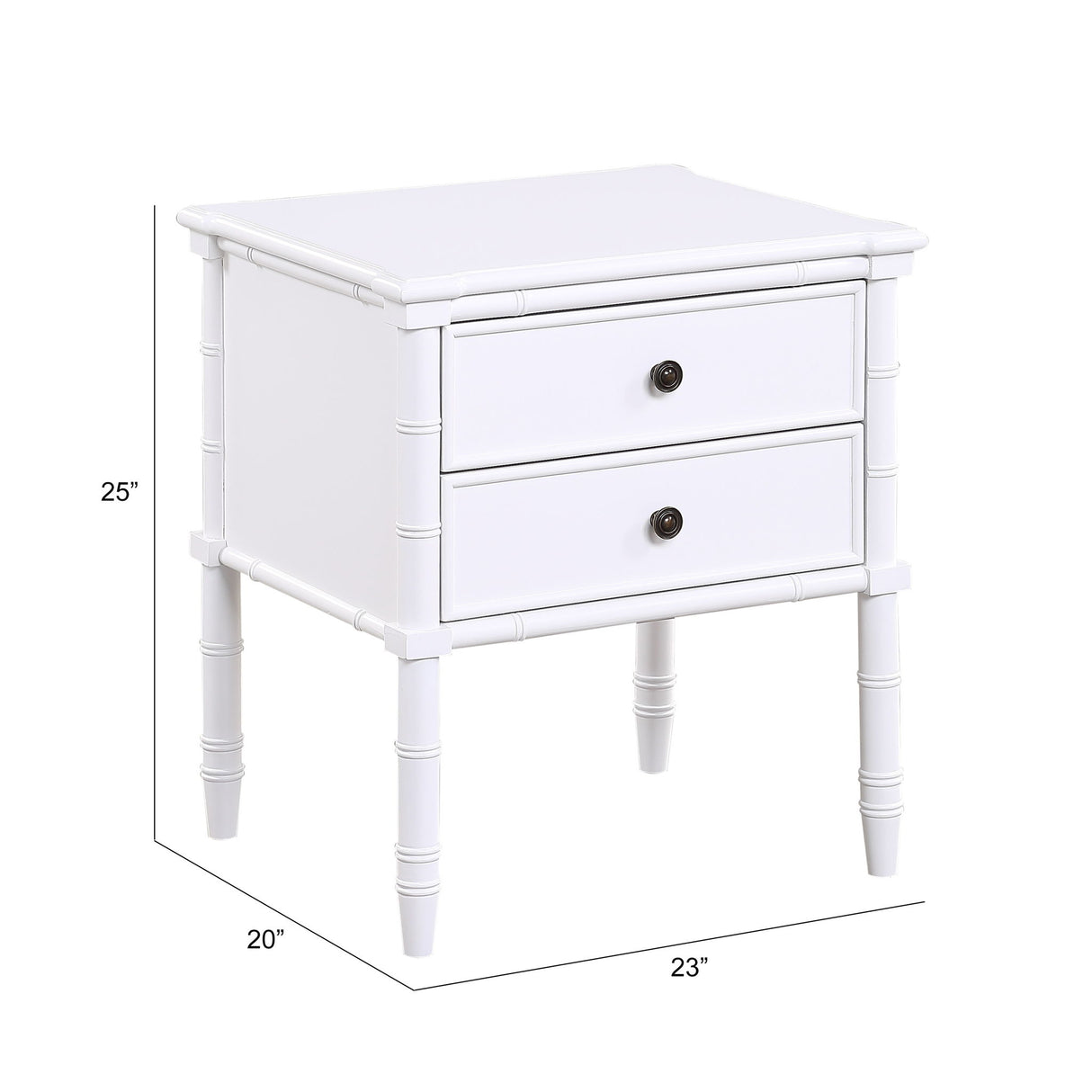 Emmett - 2 Drawer Nightstand With Carved Legs - White