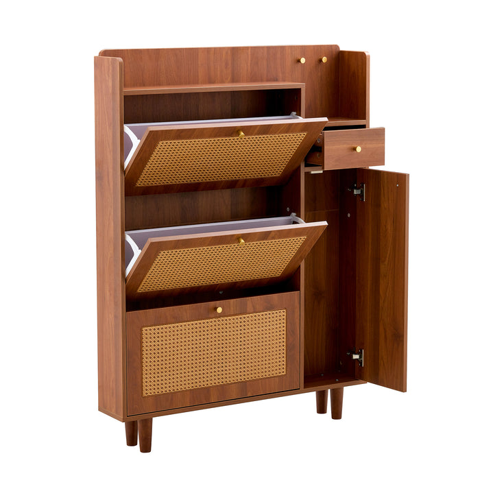 Modern minimalist storage cabinet, Japanese rattan shoe cabinet, bed top cabinet, small home furniture. Suitable for corridors and living rooms. GZ-DI-03