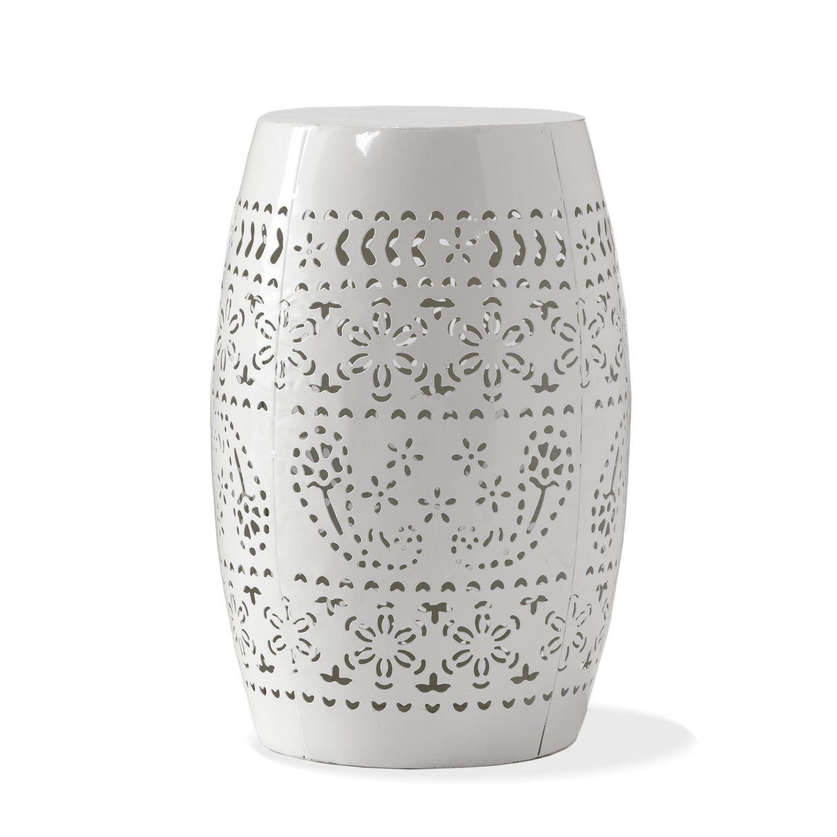 Transitional Ruby - Side Table With Lace Cut Design - White