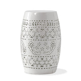 Transitional Ruby - Side Table With Lace Cut Design - White