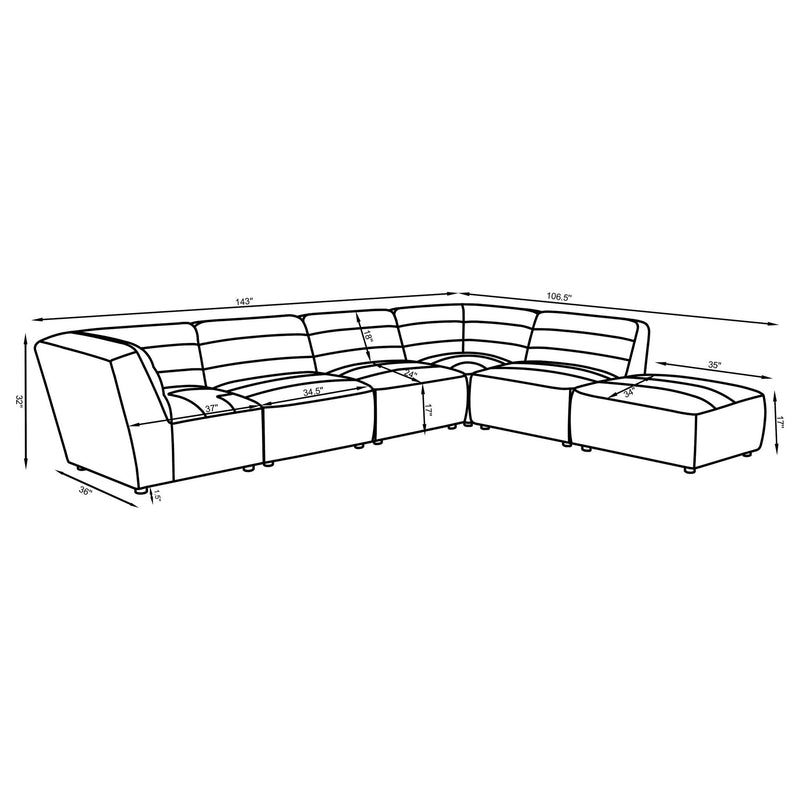 Vincent - 6 Piece Modular Sectional - Charcoal
