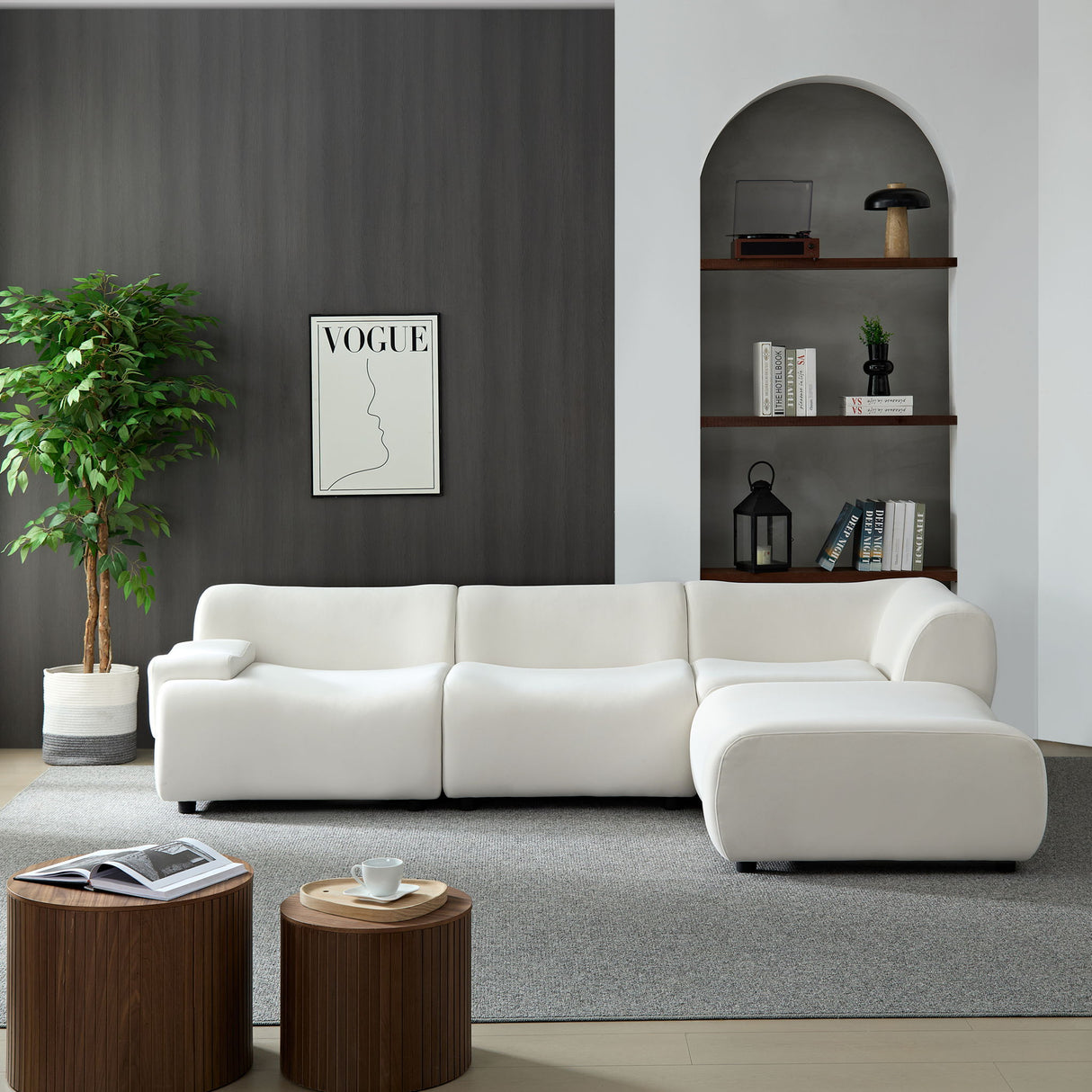 Strong Durable Fabric 4 Seat Sectional Sofa With High Density Sponge