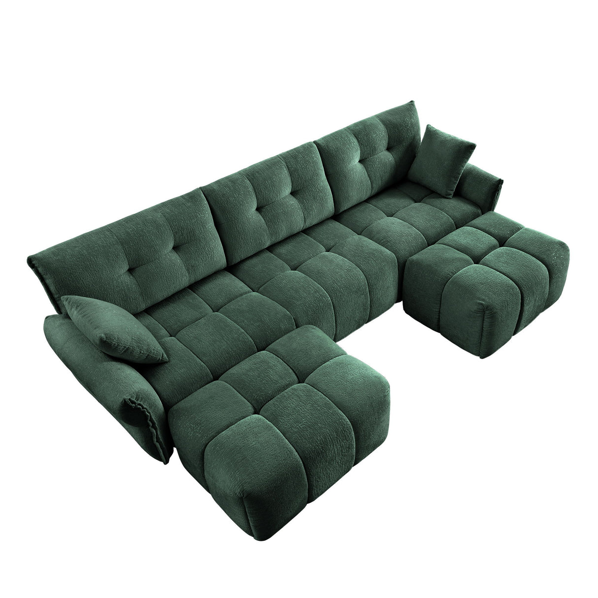 Elegant Sofa Set With Ottoman And Pillows, Textured Chenille, High Resilience Cushions
