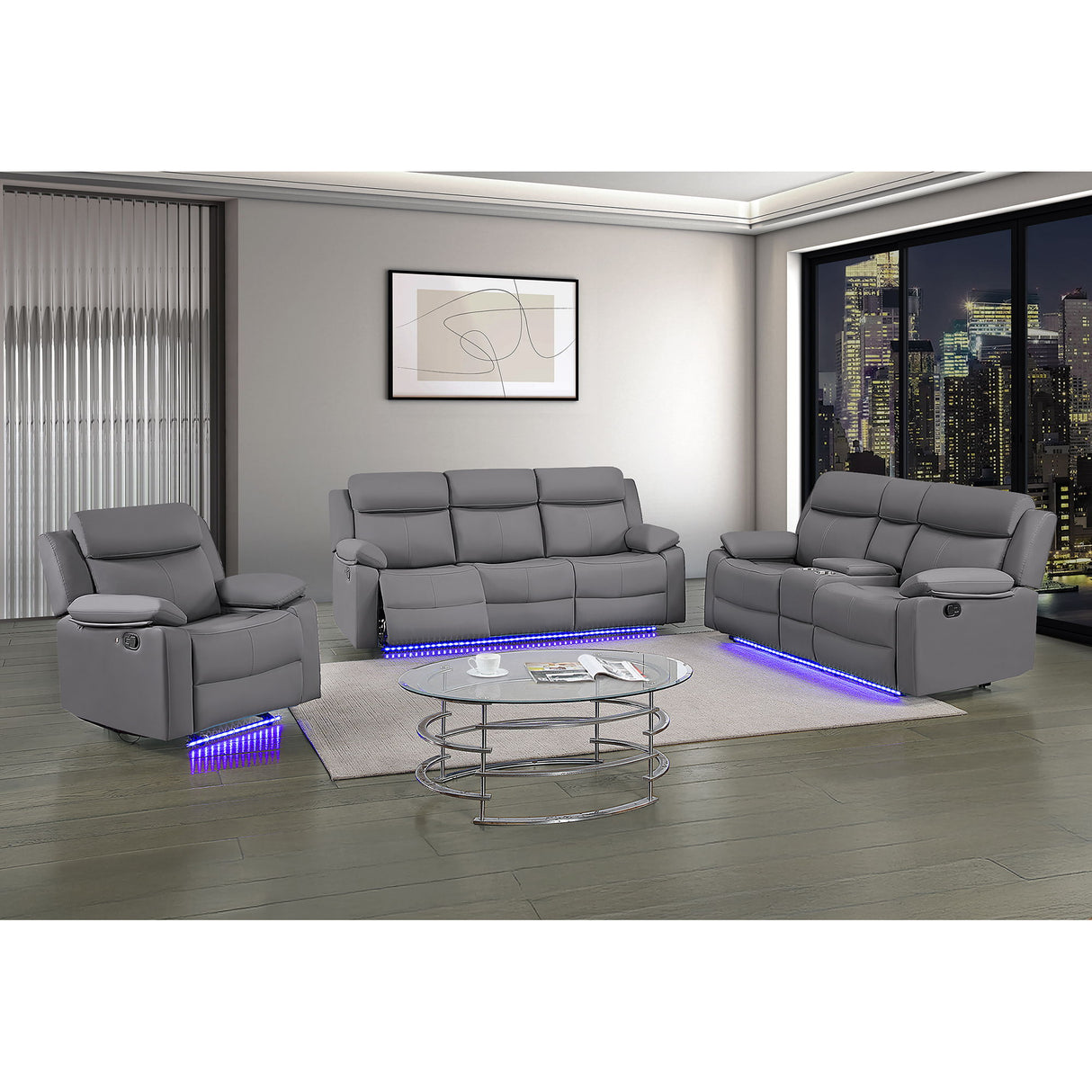 Blanche - Glider Recliner With LED, Pillow Top Arms