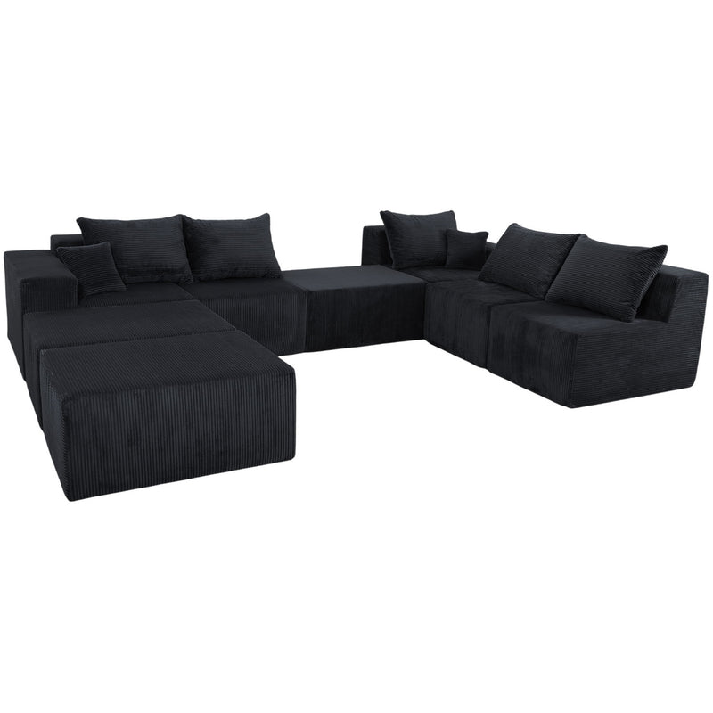Luxury 8 Piece Modular U Shaped Sectional Sofa With Oversized Chaise Lounge And Bed Upholstery