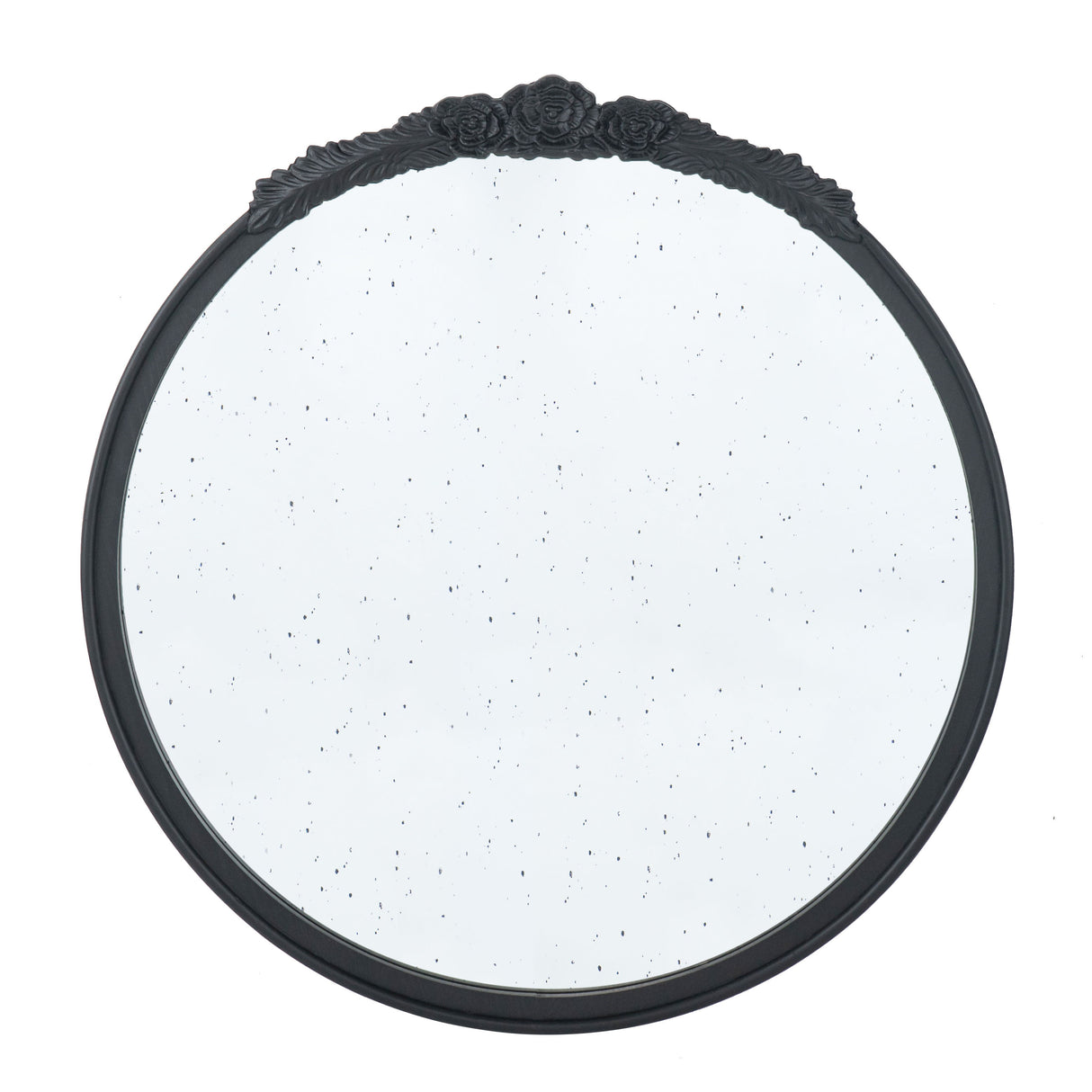 Round Hand Carved Rose Antique Mirror Frame, Wall Mirror For Live Space