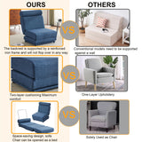 Foldable Single Chair Sofa Bed With Pillow, Easy To Store, Breathable And Wearable Linen