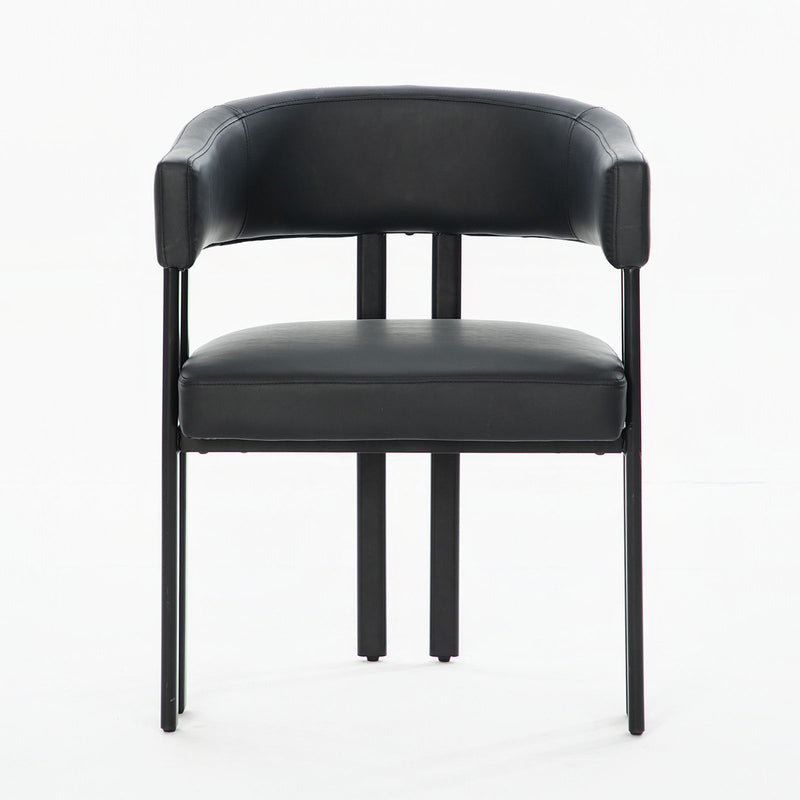 Modern Dining Upholstered Barrel Chair With Curved Back And Armrests